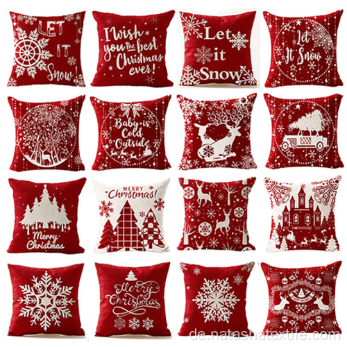 Kissenbezug Nordic Linen Elk Snowflake Christmas Series